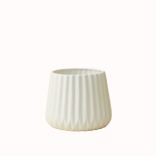 White geometric ceramic belly pot